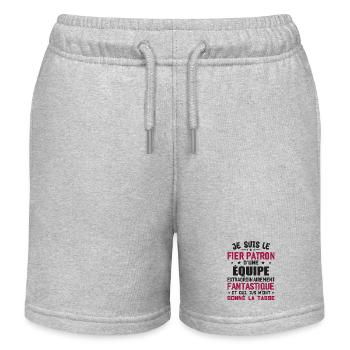 Ich bin stolzer Chef eines Teams - Kinder Organic Joggingshorts Mini Bolter von Stanley/Stella - Grau meliert - Vorne