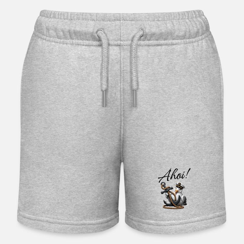 Ohé! Drôle de mouette avec ancre - Short de jogging enfant bio Stanley/Stella - gris chiné