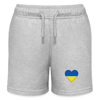 Ukraine Herz Nationalfarben - Kinder Organic Joggingshorts Mini Bolter von Stanley/Stella - Grau meliert - Vorne
