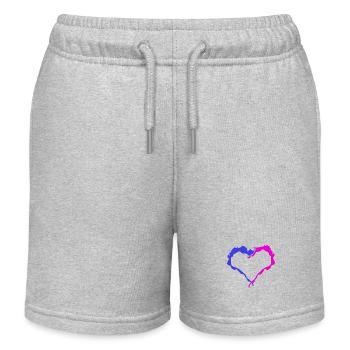 Rosa & Blaues Herz - Kinder Organic Joggingshorts Mini Bolter von Stanley/Stella - Grau meliert - Vorne