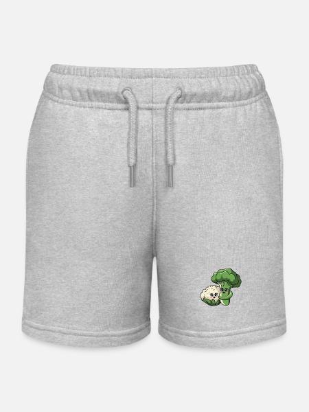 Britta Broccoli and Bernd Cauliflower - Kids Organic Sweat Shorts by Stanley/Stella - heather grey