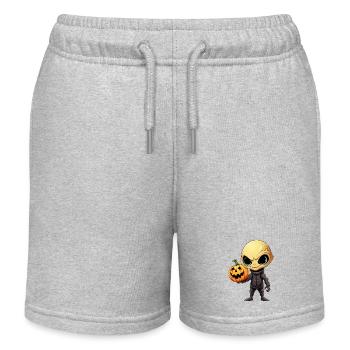 Halloween Alien mit Kürbis - Kinder Organic Joggingshorts Mini Bolter von Stanley/Stella - Grau meliert - Vorne