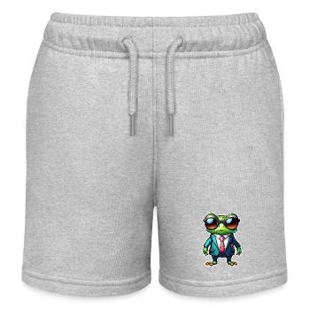 Frosch / Tier / Quack / Kröte / Teich / hüpfen - Kinder Organic Joggingshorts Mini Bolter von Stanley/Stella - Grau meliert - Vorne