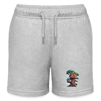 Cabane dans les arbres / Cime des arbres / Cabane dans les arbres / Aventure - Short de jogging enfant bio Stanley/Stella - gris chiné - Devant