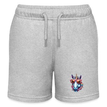 Einhorn / Fabelwesen / Märchen / Magie / Glitzer - Kinder Organic Joggingshorts Mini Bolter von Stanley/Stella - Grau meliert - Vorne