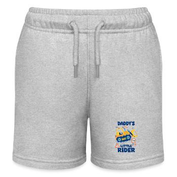 Little Daddy Pilot Baby Bulldozer Construction Machinery - Kids Organic Sweat Shorts by Stanley/Stella - heather grey - Front