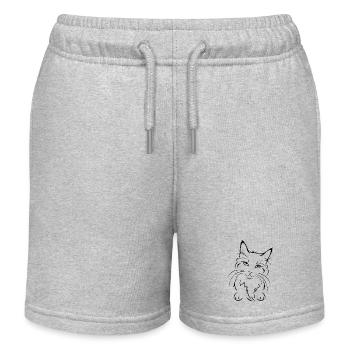 Umrissenes niedliches Katzenporträt - Kinder Organic Joggingshorts Mini Bolter von Stanley/Stella - Grau meliert - Vorne