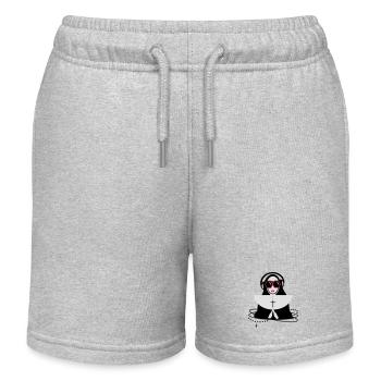 La religieuse avec des lunettes et un casque - Short de jogging enfant bio Stanley/Stella - gris chiné - Devant