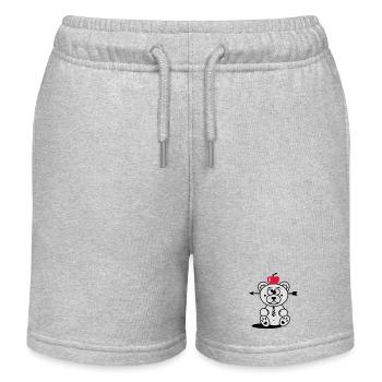 Bär mit Apfel auf dem Kopf und Pfeil durch den - Kinder Organic Joggingshorts Mini Bolter von Stanley/Stella - Grau meliert - Vorne