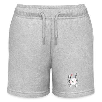 Rabbit with heart - rabbit - bunny - mucki - rabbit - Kids Organic Sweat Shorts by Stanley/Stella - heather grey - Front