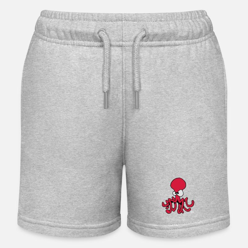 Poulpe - Pieuvre - Short de jogging enfant bio Stanley/Stella - gris chiné