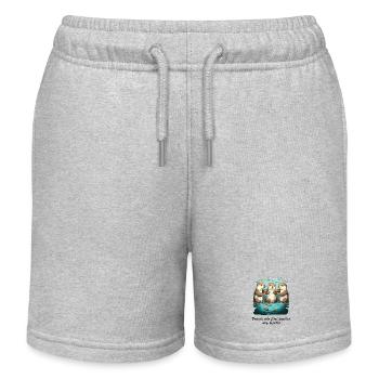 Friends who float together stay together - Kids Organic Sweat Shorts by Stanley/Stella - heather grey - Front