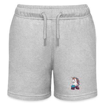 Licorne drôle de patin à roulettes - Short de jogging enfant bio Stanley/Stella - gris chiné - Devant