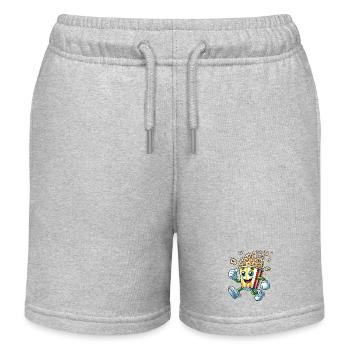 cheerful cartoon popcorn motif for fun in the cinema - Kids Organic Sweat Shorts by Stanley/Stella - heather grey - Front