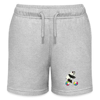 Panda à vélo – Illustration drôle et créative - Short de jogging enfant bio Stanley/Stella - gris chiné - Devant