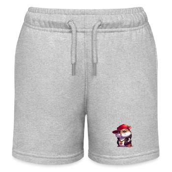 Hamster Hiphop - Kids Organic Sweat Shorts by Stanley/Stella - heather grey - Front