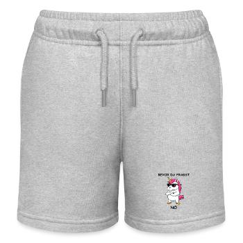 Avant de demander Aucun design amusant avec la licorne - Short de jogging enfant bio Stanley/Stella - gris chiné - Devant
