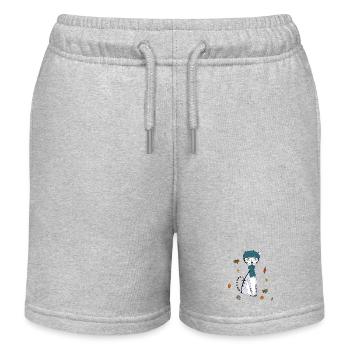 Chat en automne avec un bonnet en laine - Short de jogging enfant bio Stanley/Stella - gris chiné - Devant
