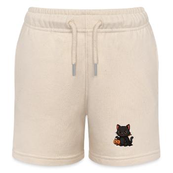 Kätzchen Halloween Kürbiszauber - Kinder Organic Joggingshorts Mini Bolter von Stanley/Stella - Natur - Vorne
