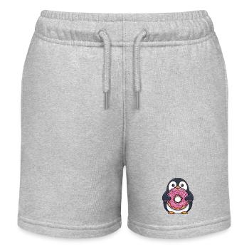 Süßer Pinguin Donut Nachtisch Cartoon Zucker - Kinder Organic Joggingshorts Mini Bolter von Stanley/Stella - Grau meliert - Vorne