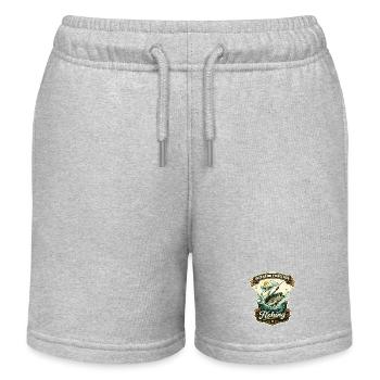Weekend Forecast Fishing Retro Motif - Kids Organic Sweat Shorts by Stanley/Stella - heather grey - Front