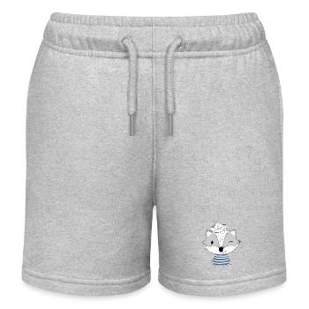 Matrosen Dachs mit Papierboot - Kinder Organic Joggingshorts Mini Bolter von Stanley/Stella - Grau meliert - Vorne