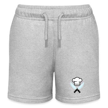 Kochmütze Messer Logo - Kinder Organic Joggingshorts Mini Bolter von Stanley/Stella - Grau meliert - Vorne