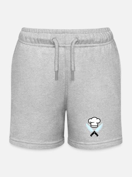Logo du couteau chapeau de chef - Short de jogging enfant bio Stanley/Stella - gris chiné