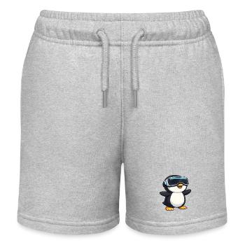 Cute Penguin Virtual Reality Gamer Gamer - Kids Organic Sweat Shorts by Stanley/Stella - heather grey - Front