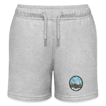 Alpine Bergpanorama Badge - Kinder Organic Joggingshorts Mini Bolter von Stanley/Stella - Grau meliert - Vorne