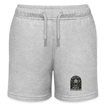 Retro Blumen Design Menschenrechte Spruch - Kinder Organic Joggingshorts Mini Bolter von Stanley/Stella - Grau meliert - Vorne