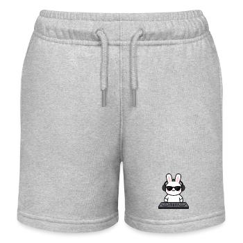 Hase Kaninchen als Dj am Mischpult - Kinder Organic Joggingshorts Mini Bolter von Stanley/Stella - Grau meliert - Vorne