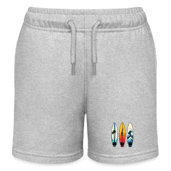 Trois planches de surf : vagues et palmiers - Short de jogging enfant bio Stanley/Stella - gris chiné - Devant