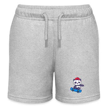 Panda-Schlittschuhläufer mit roter Mütze - Kinder Organic Joggingshorts Mini Bolter von Stanley/Stella - Grau meliert - Vorne