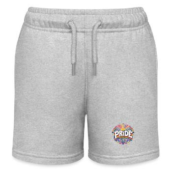 Pride Rainbow Disco CSD Saying Outfit - Kids Organic Sweat Shorts by Stanley/Stella - heather grey - Front