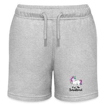 Schulkind Einhorn Einschulung Schulanfang Klasse - Kinder Organic Joggingshorts Mini Bolter von Stanley/Stella - Grau meliert - Vorne
