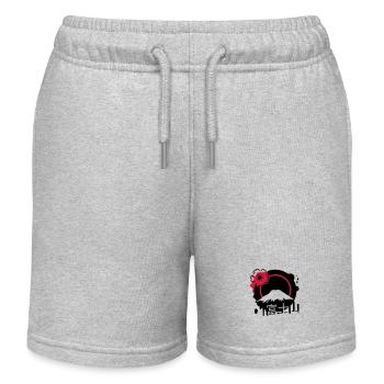 Fujiyama avec fleur de cerisier et calligraphie - Short de jogging enfant bio Stanley/Stella - gris chiné - Devant