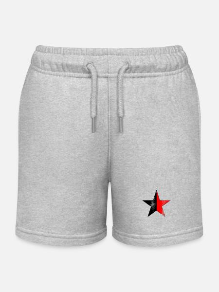 Étoile noir-rouge - Short de jogging enfant bio Stanley/Stella - gris chiné