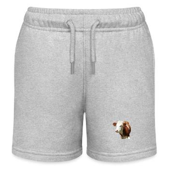 lustige Kuh Kuhkopf - Kinder Organic Joggingshorts Mini Bolter von Stanley/Stella - Grau meliert - Vorne