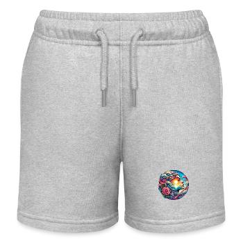 Portrait of Surreal Woman with Landscape - Kids Organic Sweat Shorts by Stanley/Stella - heather grey - Front