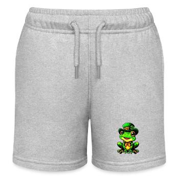 Der magische Sankt Patrick Tag Frosch - Kinder Organic Joggingshorts Mini Bolter von Stanley/Stella - Grau meliert - Vorne