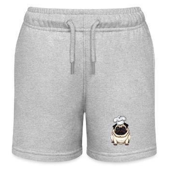 Cooking Pug, Creative Dog Design - Kids Organic Sweat Shorts by Stanley/Stella - heather grey - Front