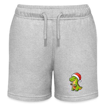 Niedlicher Dino Weihnachtsmann Hut Karikatur Weihnachten Dinosaurier - Kinder Organic Joggingshorts Mini Bolter von Stanley/Stella - Grau meliert - Vorne