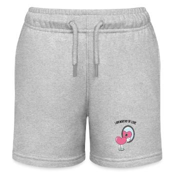self love affirmation - Kids Organic Sweat Shorts by Stanley/Stella - heather grey - Front