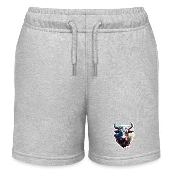 Stier / Bulle / Tier / Hörner / Stierkampf - Kinder Organic Joggingshorts Mini Bolter von Stanley/Stella - Grau meliert - Vorne