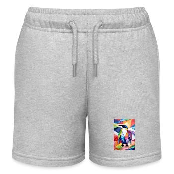 Regenbogen-Origami-Pinguin - Kinder Organic Joggingshorts Mini Bolter von Stanley/Stella - Grau meliert - Vorne