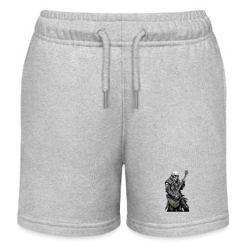 Skull Heavy Metal Guitarist green Hair - Kinder Organic Joggingshorts Mini Bolter von Stanley/Stella - Grau meliert - Vorne