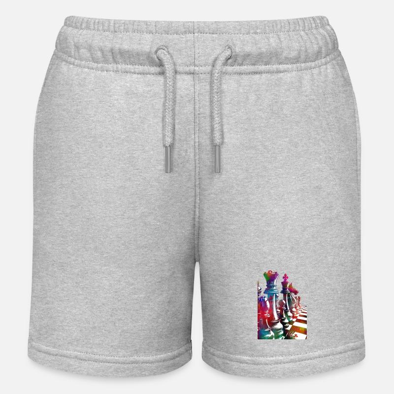 Échecs #chess #sport - Short de jogging enfant bio Stanley/Stella - gris chiné