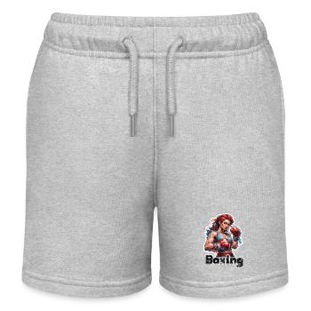 Boxerin / Sport / Kampf / Arena / Boxring / Fäuste - Kinder Organic Joggingshorts Mini Bolter von Stanley/Stella - Grau meliert - Vorne