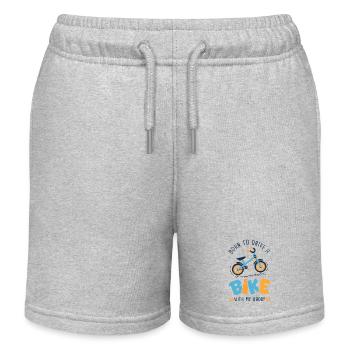 Born to ride a bike with my daddy birth baby - Kids Organic Sweat Shorts by Stanley/Stella - heather grey - Front
